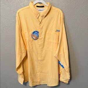 NWT Columbia Men's PFG Tamiami Yellow Shirt size 3X 3TF